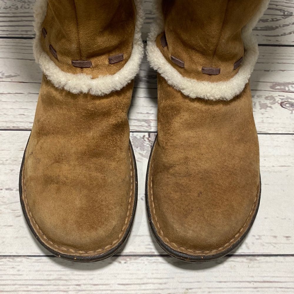 Ugg Australia Elijo Chestnut Brown Suede Winter Fur Cuff Boots #5674 - Picture 8 of 15